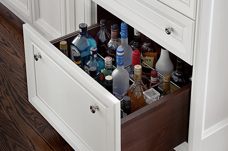 Walnut Drawer with Metal Rod Inserts